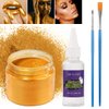 DE'LANCI Gold Face Paint Kit Metallic Powder,Fine Metal Powder Body Paint for Adults Kids,SFX Cosmetic Kit Christmas Paint with Mixing Liquid and 2 Brushes,parkling Halloween Makeup