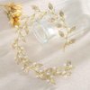 JONKY Leaf Hair Vine Pearl Hair Piece Gold Hair Accessory Bridal Headband Wedding Headpiece for Bride and Bridesmaid（Gold）