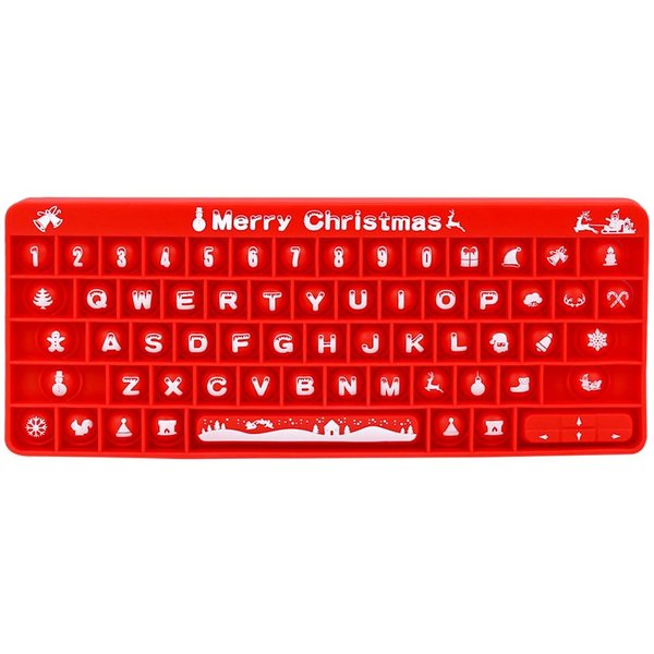 Christmas Push Toy Pop Bubble Fidget Sensory Toys Push It Pop Fidget Toys Christmas Keyboard Shape, Pop Silicone Popper Toy Learning Materials Game Gift for Kids (Christmas)