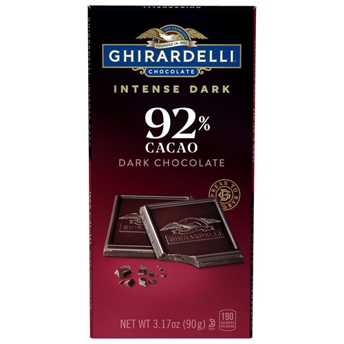 GHIRARDELLI Intense Dark Chocolate Bar, 92% Cacao, for Easter Chocolate Gifts, 3.17 Oz Bar