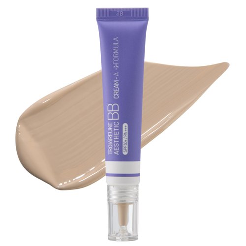 TROIAREUKE Aesthetic BB Cream A+ Formula (21 Beige) SPF50+ PA+++, Lightweight Blemish Balm, Tinted Moisturizer with Medium Coverage, Lasting Foundation Makeup Base for Oily Skin | Korean Beauty Makeup