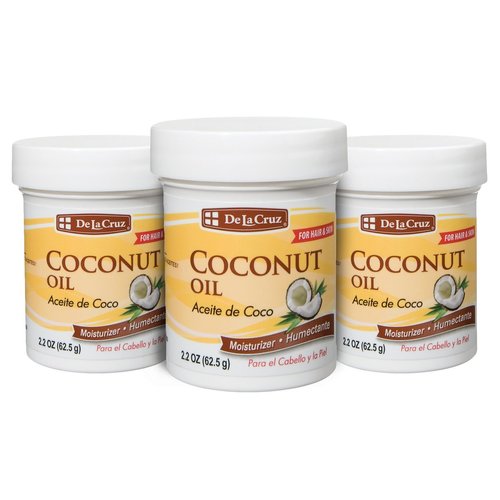 De La Cruz Coconut Oil - Expeller Pressed Coconut Oil for Skin and Hair - Natural Moisturizer for Skin and Hair - 2.2oz (3 Jars)