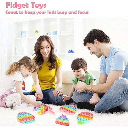HNSMART Pretty Cute Birthday Cake Push Pop Bubble Fidget Toy, It is Fidget Silicone Pop Bubble Sensory Stress Relief Toy, Anxiety and Stress Relief for Autism for Kids Girls Adults. (Birthday Cake)