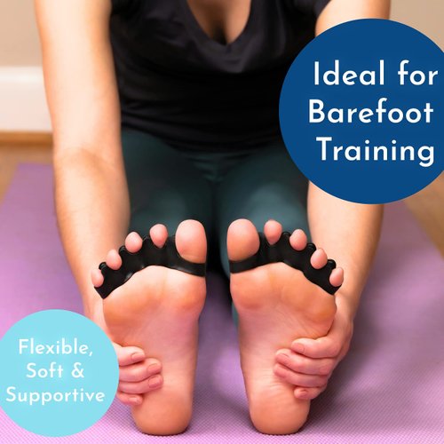 Toe Separators for Functional Fitness Athletes - Toe Straighteners for Foot Pain Relief and Plantar Fasciitis - Fix Feet - Fix Toes - Fix Bunions - Toe Spacers for Crossfit Dark Black-A
