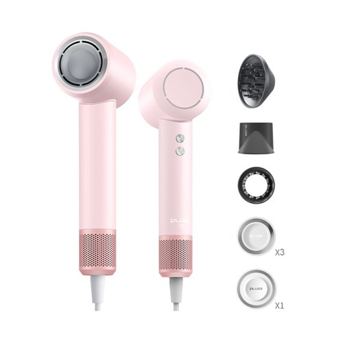 PLUZZ Hair Dryer SE, 110,000 RPM Brushless Motor High Speed Blow Dryer Fast Drying, 270 Million Negative Ion with Diffuser, Smooth Magnetic Nozzle, Gentle Air Nozzle and Holders