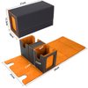 AFIING MTG Commander Card Storage Box - Fits 200 Double Sleeved Cards,3-in-1Card Deck Case,Strong Magnet Card Organizer For Magic Commander TCG CCG,4Dividers &2 Toploaders, Black/orange