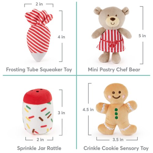 Baby GUND Play Soft Collection, My First Gingerbread House 5-Piece Playset with Rattle, Squeaker and Crinkle Plush Toys, Sensory Toy for Babies, 7.5”