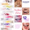 Blossom Flower Lip Gloss, High Shine Lip Gel, Scented, Thick Moisturizing Clear Lip Gloss Tubes with Nourishing Jojoba Seed Oil, Infused with Real Flowers, 0.3oz, Mango