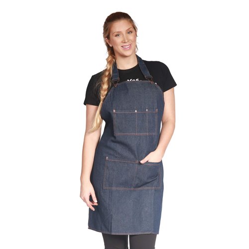 Ladybird Line Barber Denim Apron, Multi-pockets, Adjustable Neck Band, Ideal for Hairstylists, Barbers, Groomers, 100% cotton