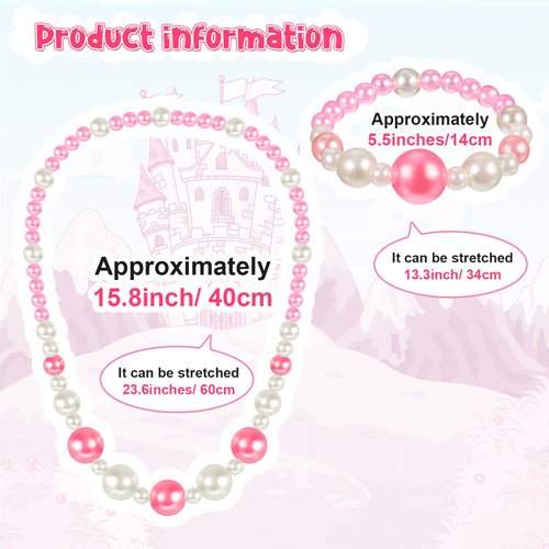 Sumind 6 Sets Play Jewelry for Little Girls Princess Necklace Bracelet Set Includes Kid Beaded Necklace Bracelet for Toddler Christmas Birthday Party Favors Cosplay(Mermaid, Rainbow Style)