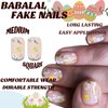 BABALAL Easter Press on Nails Medium Square Fake Nails Bunny Flower Glue on Nails Squoval Acrylic Nails 24Pcs Cute False Nails for Women and Girls