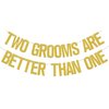 Two Grooms are Better Than One Banner, Bachelorette Party Decorations/Cheers to Luv, Gay Wedding Shower Engagement Party Supplies Gold Glitter