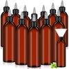 Barydat 12 Pcs Applicator Bottles for Hair, Squeeze Hair Oil Applicator Bottle Refillable Empty Plastic Bottles, Twist on Top Cap with Open Close Nozzle and 2 Funnels(8 oz,Amber)