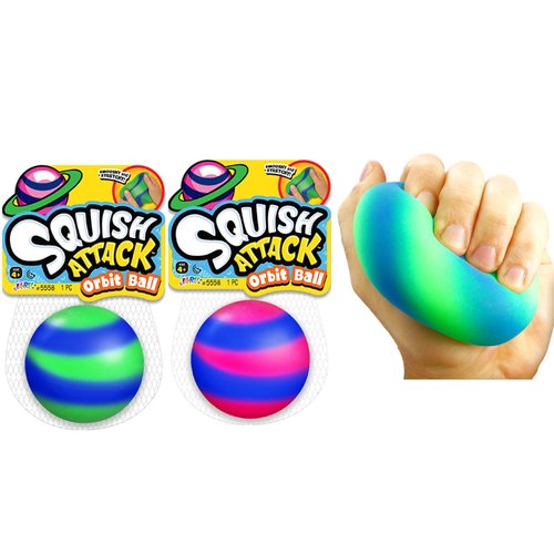 JA-RU Space Themed Squishy Balls (2 Balls Assorted Color) Sand Filled Stress Balls for Kids. Stress Relief Sensory Fidget Toys. Therapy Autism ADHD Squeeze Ball. Office Desk Calming Objects 5558-2p