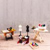 1 :12 Scale Miniature Sewing House Scene Model Accessories Simulation Vintage Sewing Machine, Sewing Box, Ironing Board