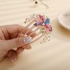 Aimimier Flower Crystal French Hair Comb Luxury Rhinestone Gem Side Combs Long Teeth Hair Pins Styling Hair Accessories for Women Girls(Colorful)