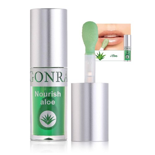 AKARY Hydrating Lip Glow Oil with Big Brush Head, Lip Care Lip Gloss Lip Tint No-Sticky Transparent Moisturizing Lip Balm, Natural Lip Plumper Gloss Make Lips Fuller and Moisturizing- 01 Aloe