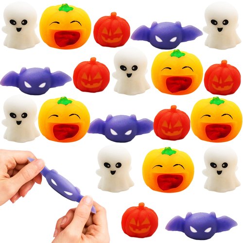 ArtCreativity Halloween Mochi Squishy Toys for Kids - Set of 24 Mini Mochi Squishies Toys - Fun Halloween Classroom Party Favors - Bulk Halloween Squishy Toys for Boo Basket Fillers