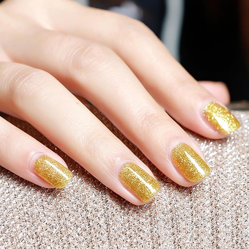 VENALISA 15ml Glitter Gold Gel Nail Polish, Sparkle Gold Gel Polish Shiny Color Soak Off UV LED Sparkly Shimmer Nail Gel Polish Nail Art Starter Manicure Salon DIY at Home, 0.53 OZ