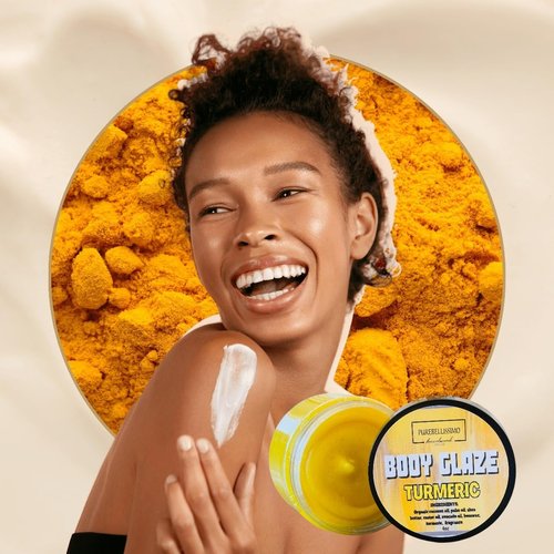 PureBellissimo Turmeric Body Glaze Butter, Turmeric Cream, Ultra Light, Fast Absorbing, Super Moisturizing Turmeric Body Butter, Dry Skin, Made with Organic Coconut