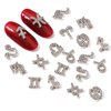 WOKOTO 24Pcs Silver Zodiac Nail Charms Rhinestones For Nails Zodiac Charms For Jewelry Making Nail Art 3d Nail Zodiac Charms For Women Girls Silver Nail Charms Nail Gems Diamonds For Acrylic Nails