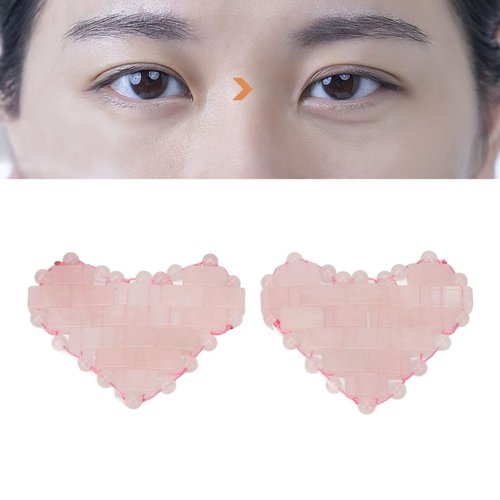 2Pcs Rose Quartz Eye Mask, Jadestone Eye Patch Reduce Facial Edema Relieve Eye Strain Heart Shaped Stone Eye Pad for Massage Facial Cooling Mask