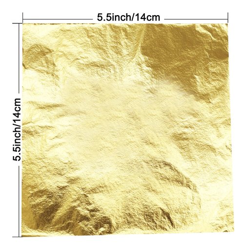 Gigules Gold Leaf Sheets 100 Pcs Imitation Gold Foil Sheets for Arts Painting Gilding Crafts Decoration 5.5" x 5.5"