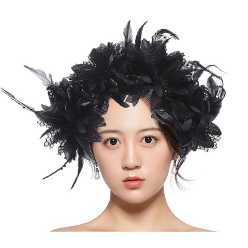 ASTRQLE Black Rose Flower Headband Mexican Flower Headband Hair Wreath Floral Crown Floral Head Piece Hair Crown