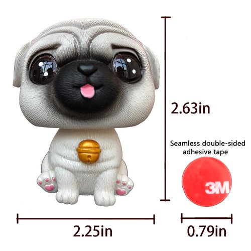 ANWoRLeT Bobble Head Figures, Dog Bobbleheads for Car Dashboard，Animal Bobble Head，Car Dashboard Decorations,Puppy Dashboard Bobbleheads，Bobbing Head Dogs for Car,Kid's Gift (Pug)