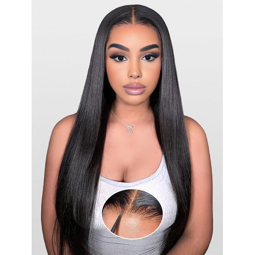 Wear and Go Glueless Wigs Human Hair Pre Plucked Pre Cut 6x4 HD Lace Front Wigs Human Hair Straight Human Hair Lace Front Wigs for Women 22 Inch