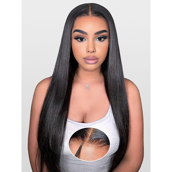 Wear and Go Glueless Wigs Human Hair Pre Plucked Pre Cut 6x4 HD Lace Front Wigs Human Hair Straight Human Hair Lace Front Wigs for Women 22 Inch