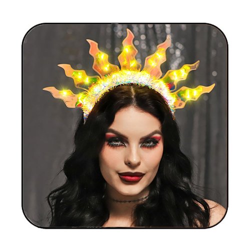 JAKAWIN Ligh Up Flame Headband LED Fire Hair Band Glowing Costume Headbands Rave Hair Accessories for Women （Yellow）