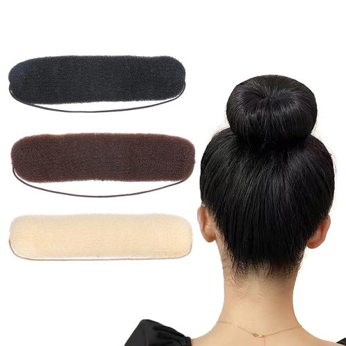 VASANA 3PCS 20cm Hair Bun Maker Donut Hair Foam Ring Shaper with Elastic Rope Doughnut Shapers Hair Donut Bun Maker Accessory (3 colors)