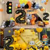 Construction Themed 2nd Birthday Party Balloon,40 Inch Big Mylar Foil Construction Number Balloon 2 Black for kids Birthday Party Decoration,Construction Themed Party Decorations Supplies
