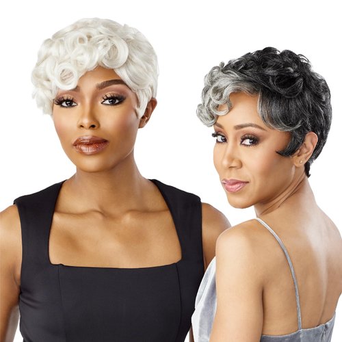 Sensationnel Empire Human hair wig - salt and pepper flora contouring mesh cap style able curling or flat iron humanhair wig - Empire wig Flora (HL280/44)