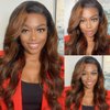 UNICE Ombre Highlight Body Wave 4x4 Lace Closure Free Part, Brown Human Hair Wavy Closure with Dark Roots FB30 Color 14 inch