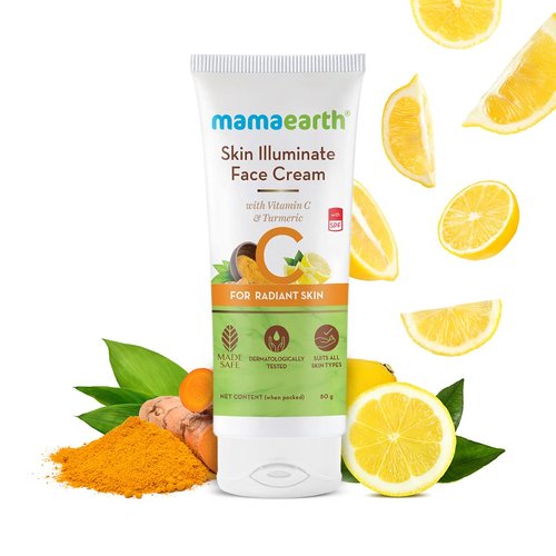 Mamaearth Vitamin C Skin Illuminate Face Cream with SPF | Enhances Radiance & Skin Tone | Reduces Sun Damage | Moisturizer with Sun Protector | 2.83 Oz (80g)