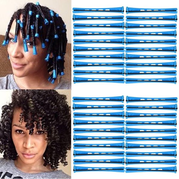 Aliabsion 40 Pieces Small Perm Rods for Short Hair Blue Cold Wave Rod Hair Curling Rods Plastic Heatless Rollers Hair Curlers for Women Hairdressing Hair Perm Rods (Blue, 0.35inch)