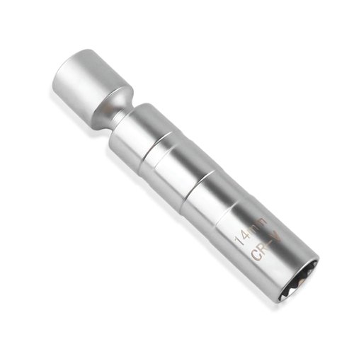 14mm Spark Plug Socket - 3/8" Drive 12 Point Magnetic Swivel Spark Plug Socket - Universal Car Accessories Thin Wall Spark Plug Socket Removal Tool Fit for Most Car SUV Silver