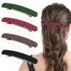 Ahoney 4Pcs Hair Barrettes for Women Hair Clips for Thin Hair 3.6'' Flat Hair Clip Hair Pins Banana Clips Hair French Styling Hair Accessories for Women Gifts (Black/Brown/Red/Green)