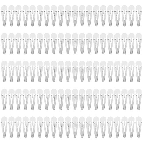 Lawie 100 Pack Bulk 4 CM 1.57 Inch Silver Snap Metal Hair Clips Small Barrettes Hairpins Clips Thin Fine Bang Hair Holder Crafting Base Clips DIY Hair Accessories for Women Girl Kids Toddlers