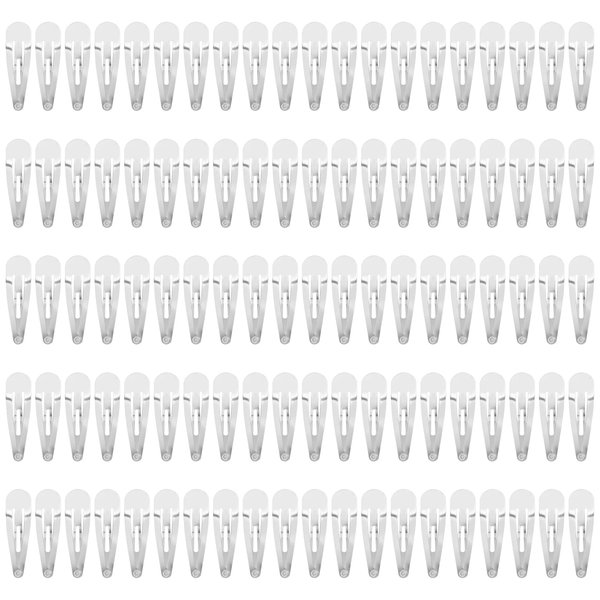 Lawie 100 Pack Bulk 4 CM 1.57 Inch Silver Snap Metal Hair Clips Small Barrettes Hairpins Clips Thin Fine Bang Hair Holder Crafting Base Clips DIY Hair Accessories for Women Girl Kids Toddlers