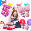 Kaemi 10Pcs Mini Mouse Balloons Pink Huge Bow Birthday Number Balloons Set Aluminum Foil Balloons for Baby Shower 3rd Birthday Party Decorations