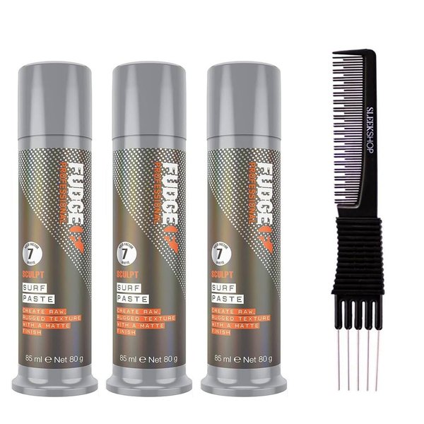 yper Fudge Professional Sculpt Surf Paste (2.8 oz) with Teasing Comb Pack of 3