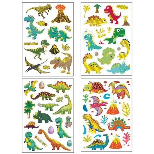 Dinosaur Temporary Tattoos for Kids Boys Birthday Party,30 Styles Waterproof Dinosaur Tattoo Stickers, Party Decorations Supplies Favours Party Bag Fillers Games Toys Gifts(4 Pack)