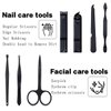 Manicure Set Professional Pedicure Kit Nail Clippers Set Steel Black 7 in 1 Grooming Kit Nail Scissors Cutter Ear Pick Tweezers Scissors Eyebrow Nail file Nail Kit for Man Women gift (Red_7 in 1)