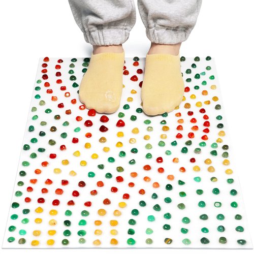 BYRIVER Rock Stone Foot Massage Mat Rug, Acupressure Reflexology Acupuncture Mat, Stress Anxiety Pain Relief Foot Massager, Improve Blood Circulation, Gift for Men Women Mom Dad 15.7"*23.6"