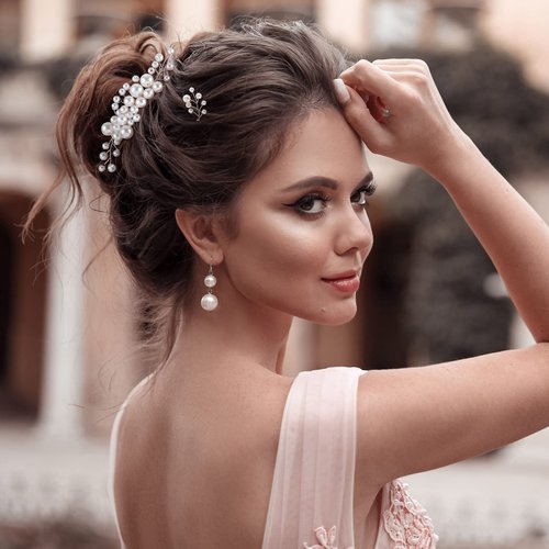 ANCIRS 3 Pack Pearl Bride Wedding Hair Comb & 2 Pack Silver Bridal Side Hair Pins for Women & Girls