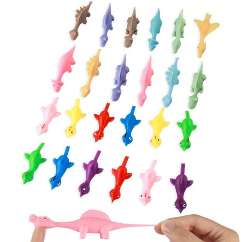 XIHIRCD 24pcs Finger Shooting Toys, Soft Rubber Finger Fingerlings Chicken Funny Mini Flying Dinosaur Toys Cute Animal Finger Toys for Boys Girls Gift Party Favors
