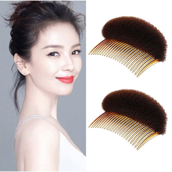 2Pcs Sponge Bump It Up Volume Hair Base Set Charming Bump It Up Volume Inserts Hair Bump Up Comb Hair Stick Bun Maker Bun Shaper Styling Insert Tool Hair Pad Accessories(Brown)